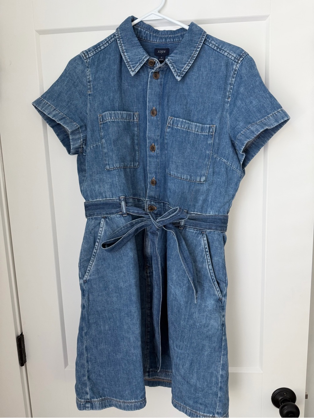 Jcrew Factory Blue Denim Shirt Dress with Tie Waist NWT